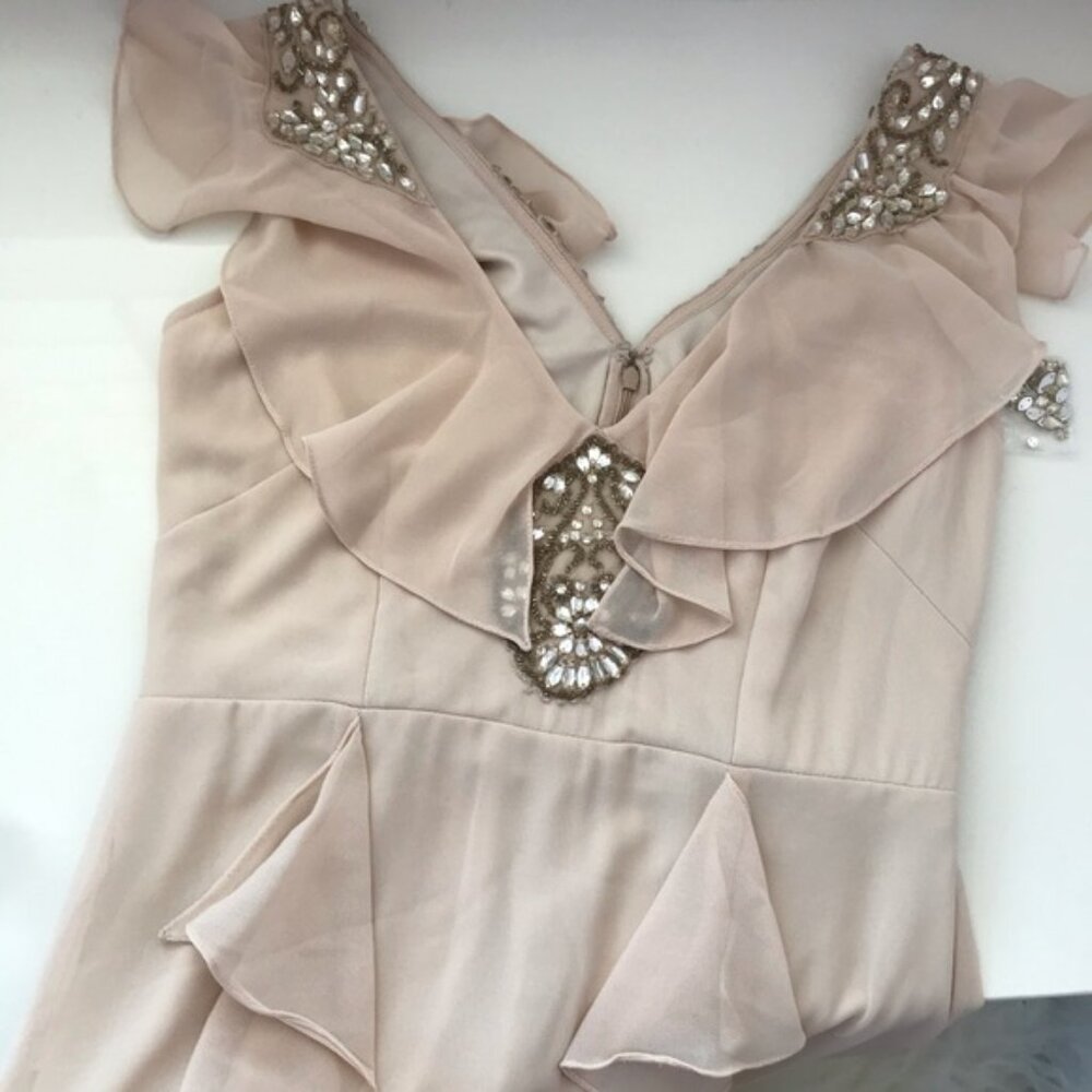 Aidan Mattox Chiffon Beaded A-Line Flutter Gown 0765 - Picture 4 of 8